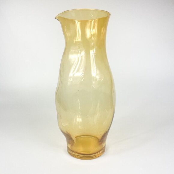 Onda Art Glass Amber Handleless Biomorphic Freeform Pitcher Cocktail Mixer - Picture 2 of 7